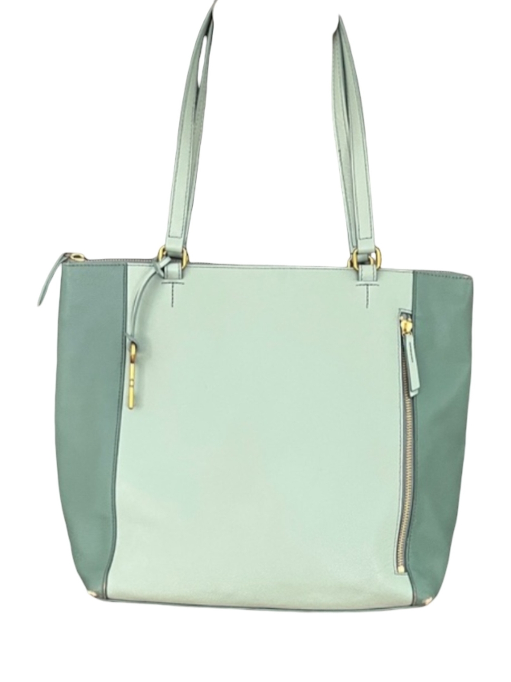 Fossil Tara Shopper Two-Tone Green Tote Bag Travel School Office Purse Satchel